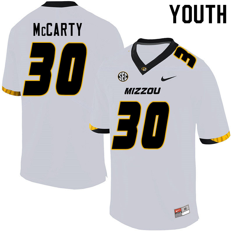Youth #30 Carson McCarty Missouri Tigers College Football Jerseys Sale-White